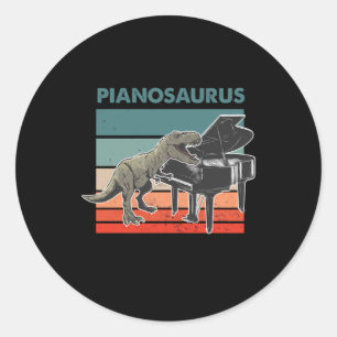 Adesivo Redondo Pianossauro Dinossauro Retro Grande Piano Jogador