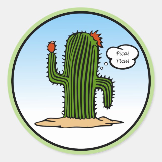 Adesivo Redondo Pica Pica Cactus Sticker (Frente)