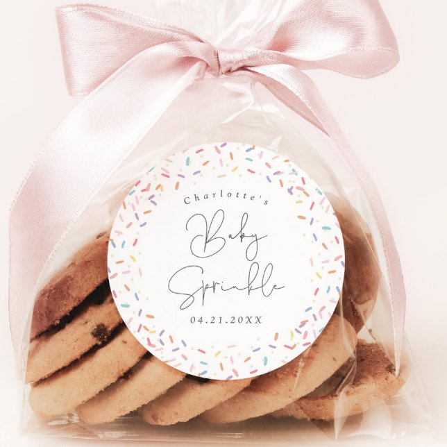 Adesivo Redondo Picante cotovelo-cotovelo-cotovelo, Chá-talhante (Cute rainbow baby sprinkle shower favor sticker or envelope closure.)