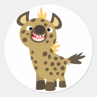 Adesivo Redondo Picante de Cartoon Bonito Sorrindo Hyena