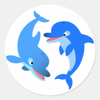 Adesivo Redondo Picante de Dolphins de Cartoon Bonito
