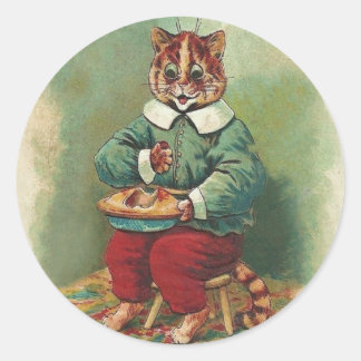 Adesivo Redondo Picante de gato de férias de safte de Louis Wain