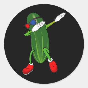 Adesivo Redondo Picante de pepino dançante Lover Cute Engraçado