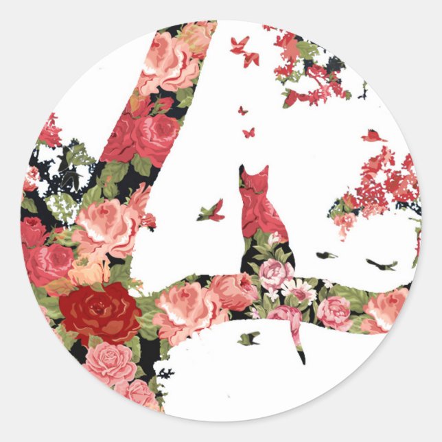 Adesivo Redondo Picareta Mínima de Entrada e Gato de Aves (Frente)