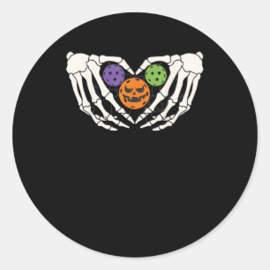 Adesivo Redondo Pickle Engraçado Halloween O Esqueleto Mãos Coraçã