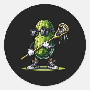 Adesivo Redondo Pickle Jogando Lacrosse Engraçada Tendência Esport