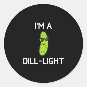 Adesivo Redondo Pickle Pun, Eu Sou Uma Luz Dill, Engraçado, Piadas