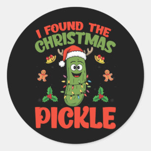 Adesivo Redondo Pickle Santa Hat Xmas Lights - Encontrei O Natal