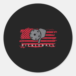 Adesivo Redondo Pickleball bandeira americana vermelha homens mulh