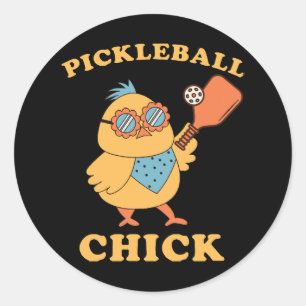 Adesivo Redondo Pickleball Chick - retrô