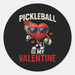 Adesivo Redondo Pickleball é coração de valentine dia dos namorado