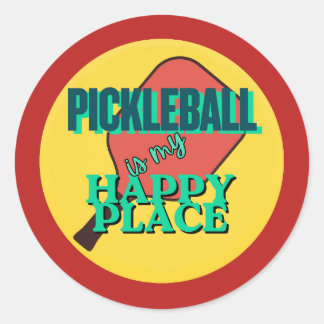 Adesivo Redondo Pickleball é meu humor de lugar feliz