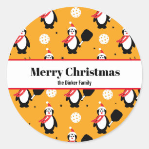 Adesivo Redondo 🐧 Pickleball Feliz Natal 🎁 Ruas redondas cl