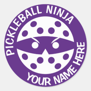 Adesivo Redondo Pickleball Ninja personalizado vermelho