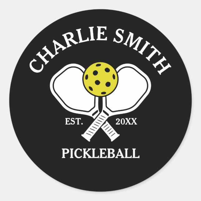 Adesivo Redondo Pickleball Paddker Personalizado - Nome e Ano (Frente)