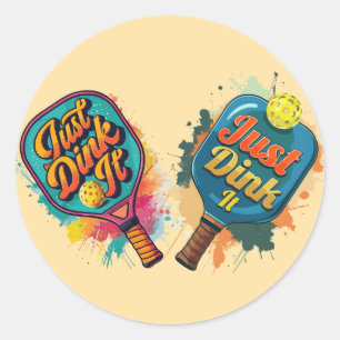 Adesivo Redondo Pickleball Paddle - Design desportivo e divertido