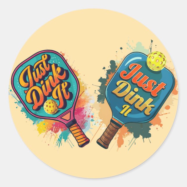 Adesivo Redondo Pickleball Paddle - Design desportivo e divertido (Frente)