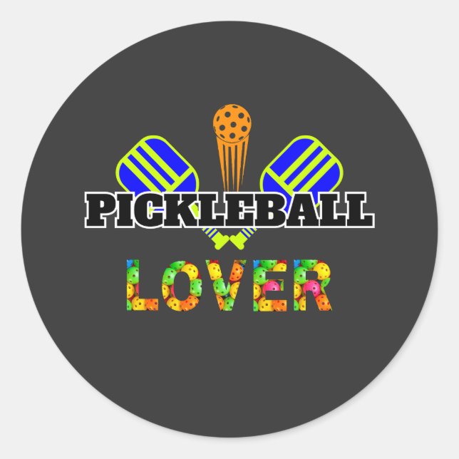 Adesivo Redondo Pickleball Palavras Cruzadas Paddles Ball Lover De (Frente)