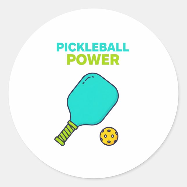 Adesivo Redondo Pickleball Power Funny Sports Sticker (Frente)