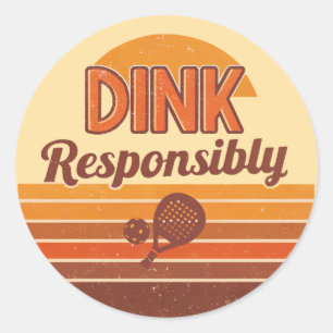 Adesivo Redondo Pickleball Retro 'Dink Responsavelmente'