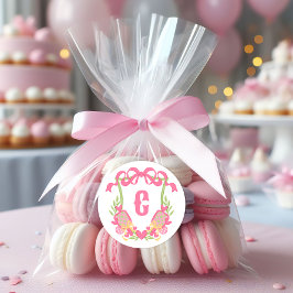 Adesivo Redondo Pickleball rosa e verde Paddleball em Monograma Cr