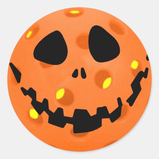 Adesivo Redondo Pickleball Skeleton Jack-o'-Lanterna Halloween (Frente)