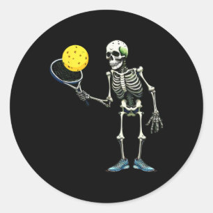 Adesivo Redondo Pickleball Skeleton Tee Halloween Costume Pickleba