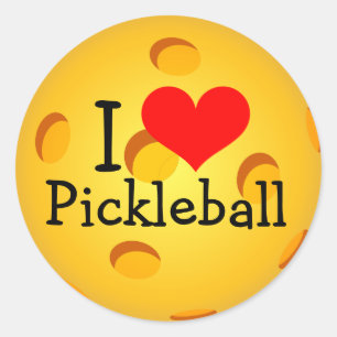 Adesivo Redondo PICKLEBALL STICKERS - "I Love Pickleball"