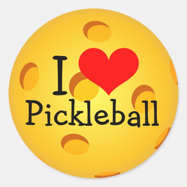 Adesivo Redondo PICKLEBALL STICKERS - "I Love Pickleball" (Frente)