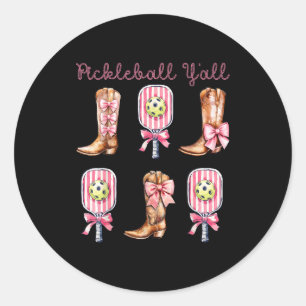 Adesivo Redondo Pickleball vocês botas e remo engraçadas western