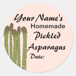 Adesivo Redondo Picles caseiros Canning Jar Lid Labs Asparagus