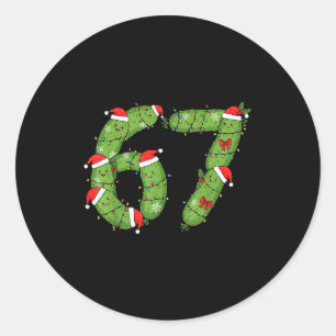 Adesivo Redondo Picles De Natal Seis Sete Diversão Feriado 67 Meme