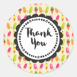 Adesivo Redondo Picles e Sorvetes Obrigado
