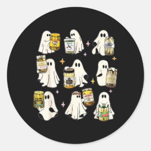 Adesivo Redondo Picles Enlatados Fantasmas Picles Enlatados Cute J