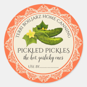Adesivo Redondo picles picles pepino personalizado latas