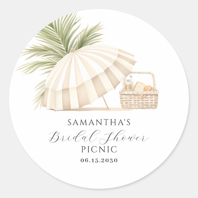 Adesivo Redondo Picnic de Chá de panela Moderno Personalizado (Frente)