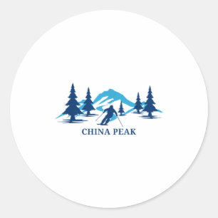 Adesivo Redondo Pico da China resort de esqui na Califórnia esqui 
