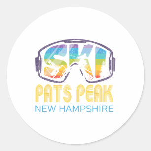 Adesivo Redondo Pico de Pats de Esqui Nova Hampshire Férias de Esq