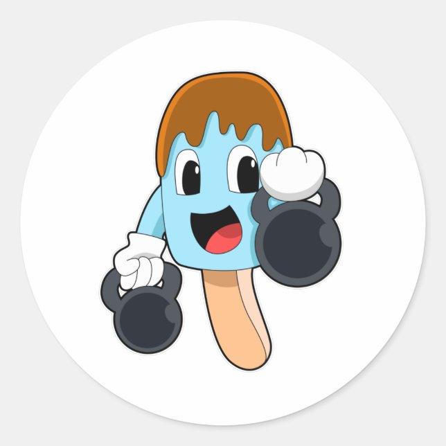 Adesivo Redondo Picolé em Fortaleza com Dumbbells (Frente)