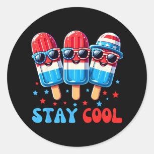 Adesivo Redondo Picolé Stay Cool 4 De Julho Meninos Homens EUA Ame