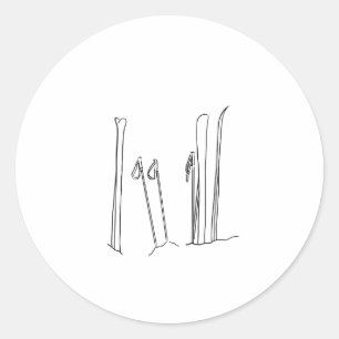 Adesivo Redondo Picos de Montanha Cobrados por Polos de Esqui Insp