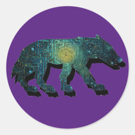 Adesivo Redondo Pictic Wolf Maze