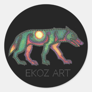 Adesivo Redondo Pictic Wolf Sun