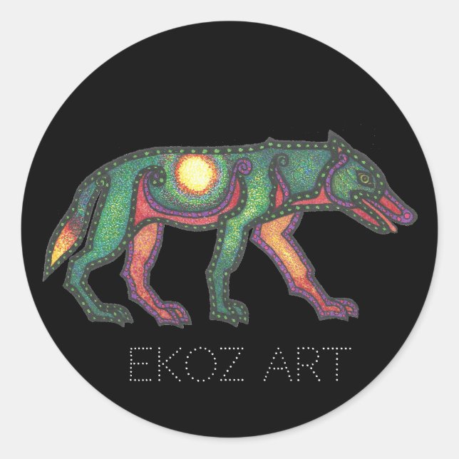 Adesivo Redondo Pictic Wolf Sun (Frente)