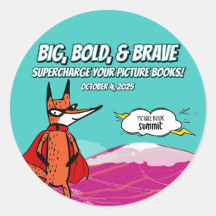 Adesivo Redondo Picture Book Summit 2025 Sticker with Fox in Cape