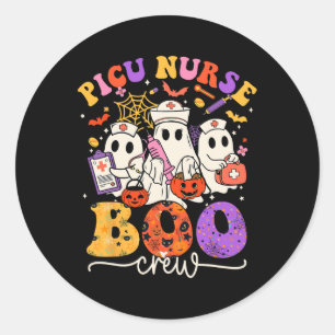 Adesivo Redondo Picu Boo Crew Enfermeira Engraçada Fantasma Hallow
