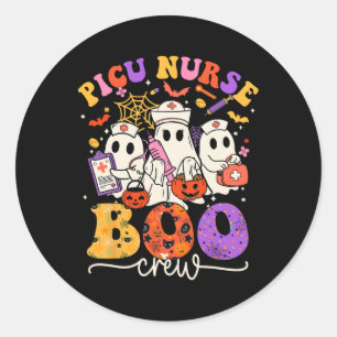 Adesivo Redondo Picu Boo Crew Enfermeira Engraçada Fantasma Hallow