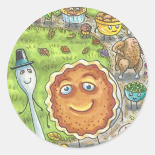 ADESIVO REDONDO PIE E AMIGOS DE PUMPKIN, OBRIGADO A PEDAÇOS DE PA