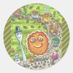 ADESIVO REDONDO PIE E AMIGOS DE PUMPKIN, OBRIGADO A PEDAÇOS DE PAR