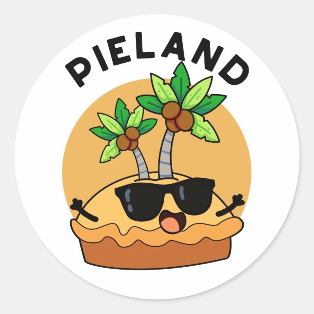 Adesivo Redondo Pie-land Funny Island Pun (Frente)